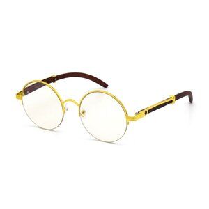 Round Clear Lens Men Sunglasses Gold Frame Hip Hop Style Classic‎ Shades Migos